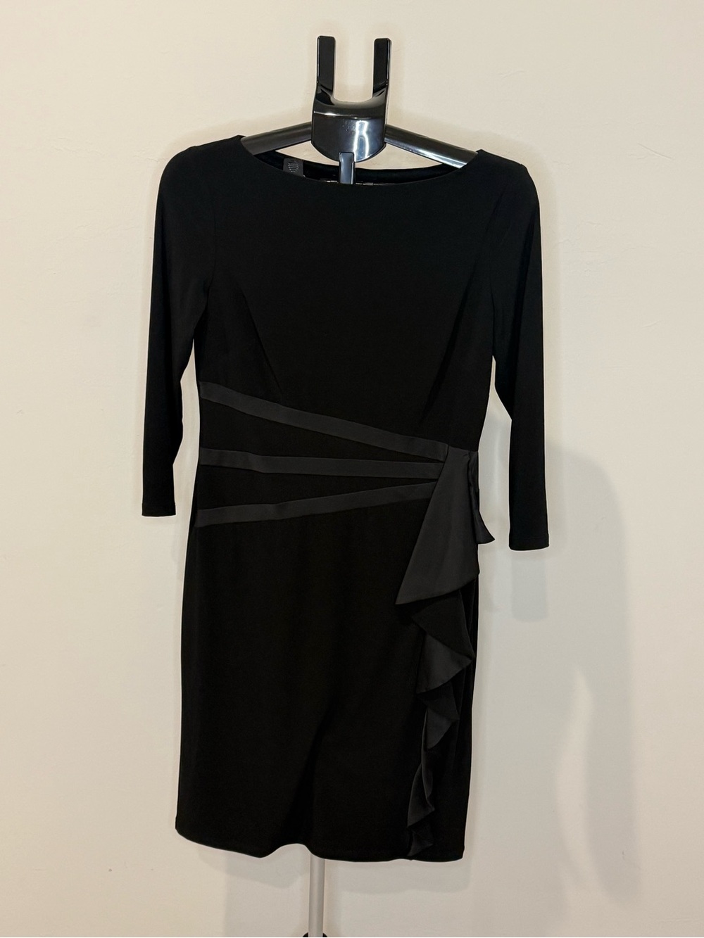 Ralph Lauren Black Ruffle-Accent Midi Dress
